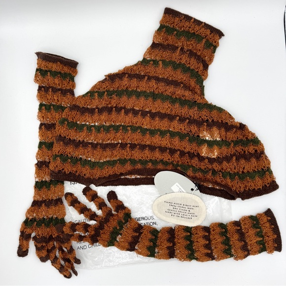 NWT Isa Boulder Knit Lacy Neck-warmer and Sleeves Gloves Handmade - Picture 2 of 15